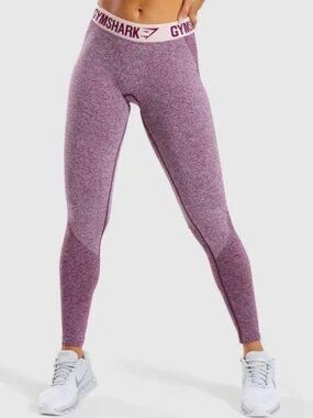 GYMSHARK | Flex Leggings in Dark Ruby Marl/Blush Nude, Size Medium
